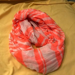 Pink and white infinity scarf